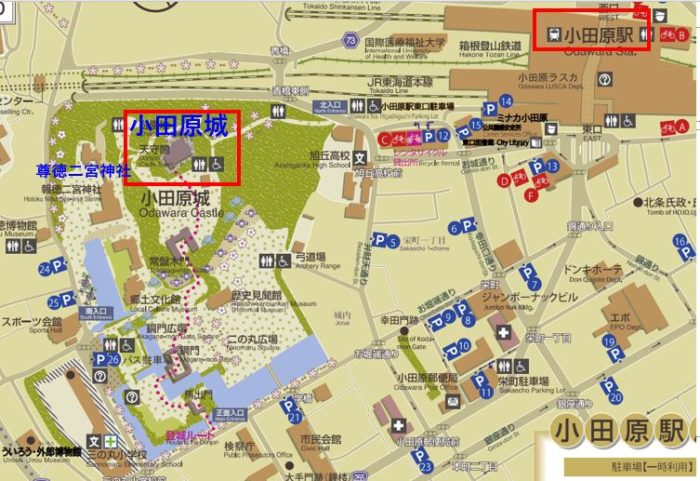 小田原城周辺駐車場地図