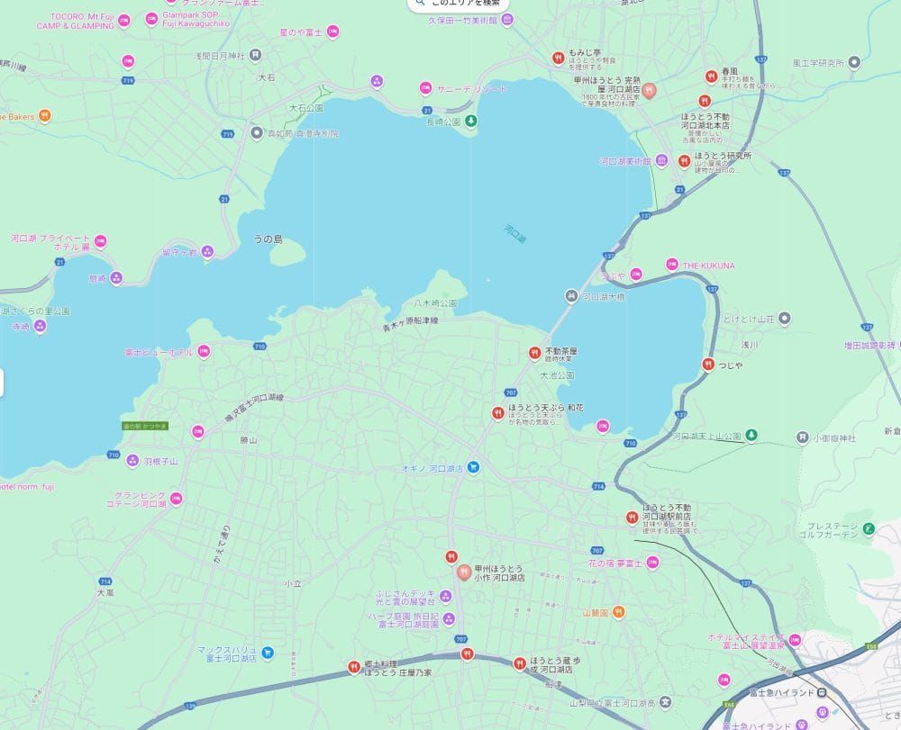 河口湖 ほうとう店マップ