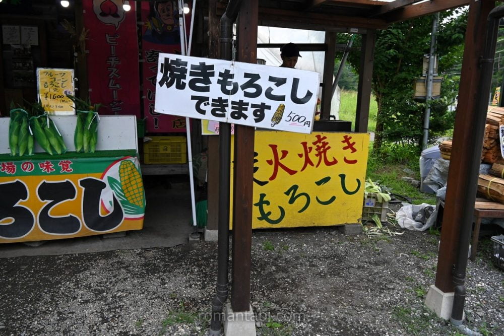 河口湖の道路沿いのもろこし