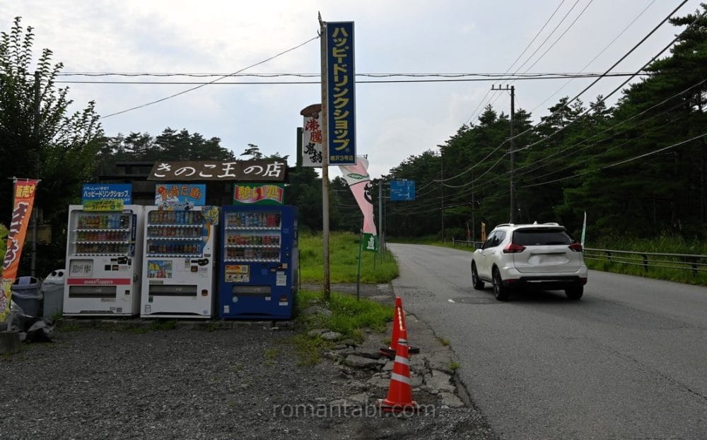 河口湖の道路沿いのきのこ王の店