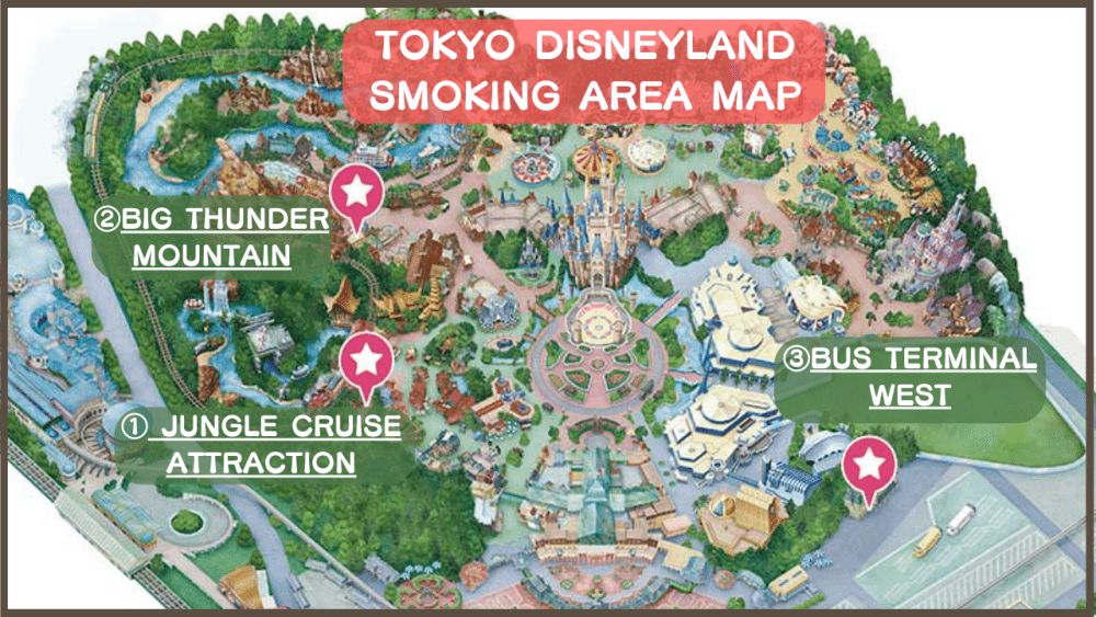 Smoking Area Map of Tokyo Disneyland — All Locations at a Glance
