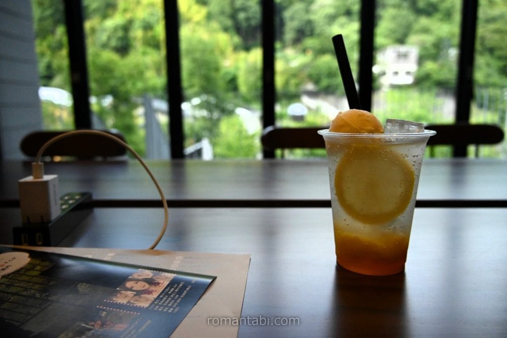 湯河原惣湯|玄関テラス|ジュース